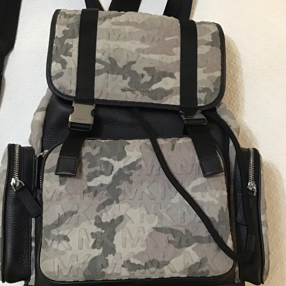 Michael Kors Men's Camo Backpack in Gray and Black Trim